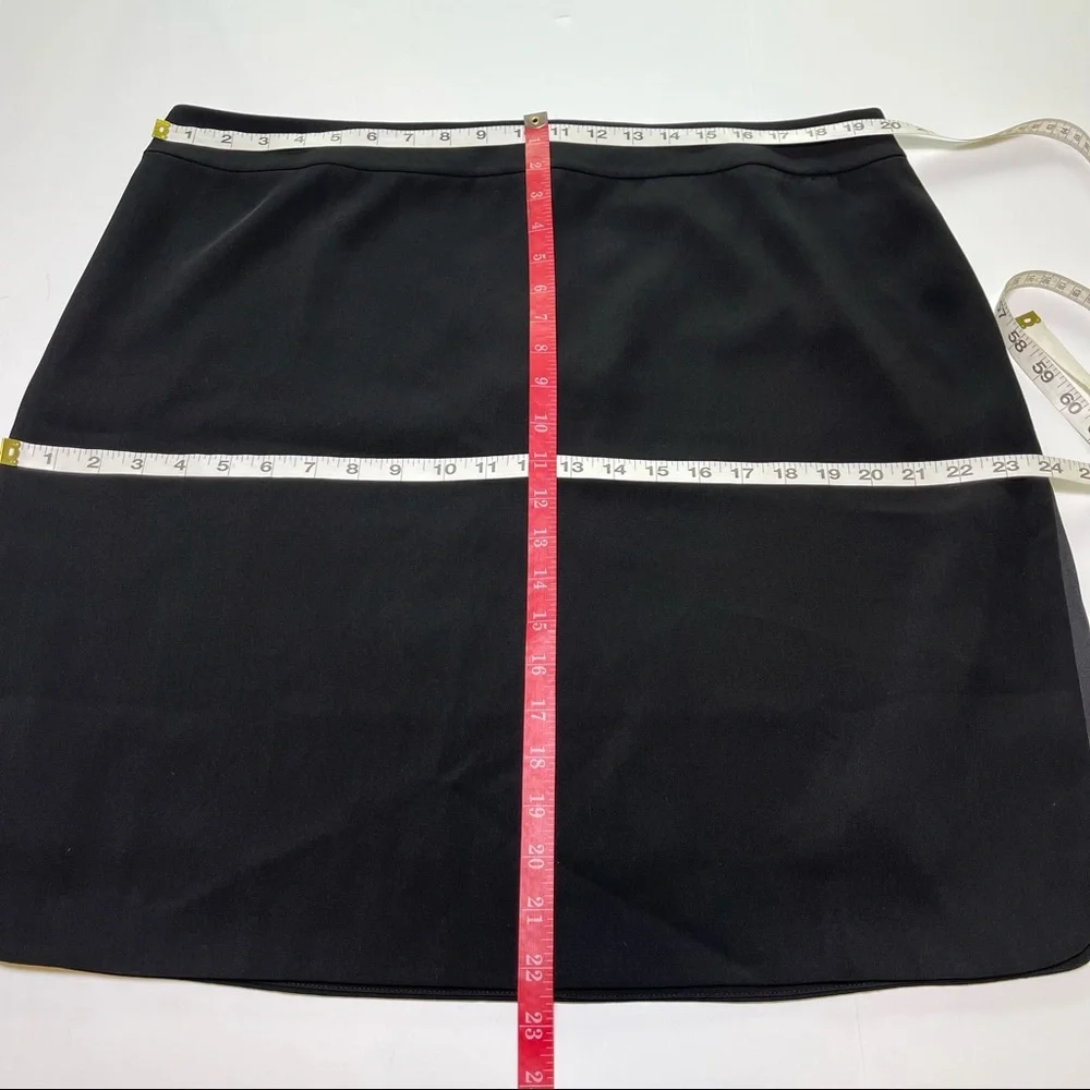 Eileen Fisher Tropical Suiting Silk Panel Skirt Black XL
